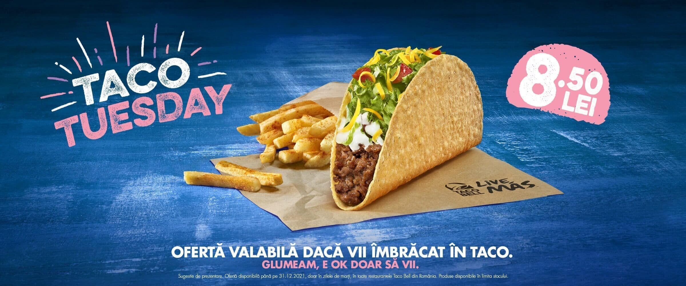 Taco Bell a lansat #tacotuesday – oferta de marţi la Taco, unul dintre cele mai îndrăgite produse din meniu